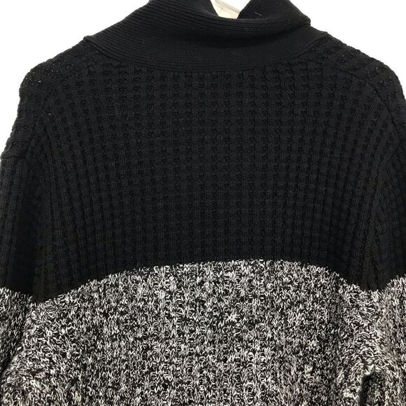 Gap Black Marled Colorblock Chunky Knit Pullover Collared Sweater - Picture 8 of 14